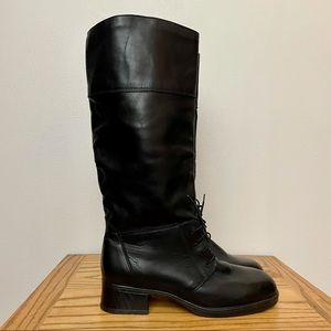 Blondo Black Leather Waterproof Tall Lace Up Riding Boots Size 10